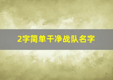 2字简单干净战队名字