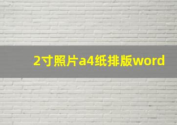 2寸照片a4纸排版word