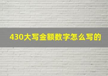 430大写金额数字怎么写的