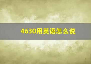 4630用英语怎么说