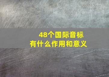 48个国际音标有什么作用和意义