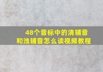 48个音标中的清辅音和浊辅音怎么读视频教程