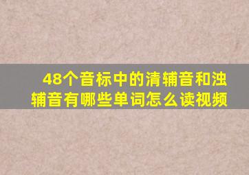 48个音标中的清辅音和浊辅音有哪些单词怎么读视频