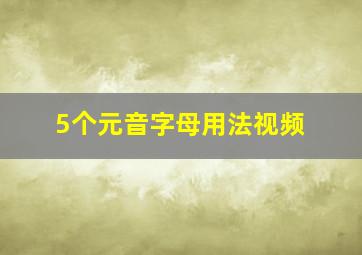 5个元音字母用法视频