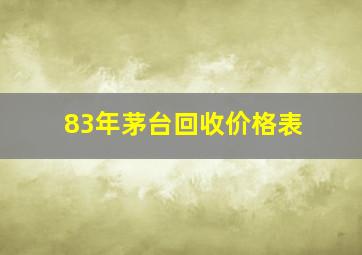 83年茅台回收价格表