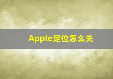 Apple定位怎么关