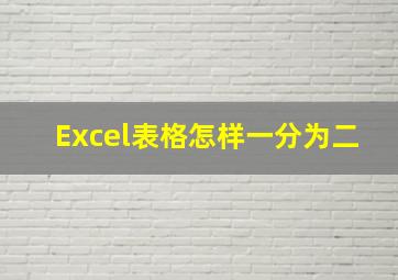 Excel表格怎样一分为二