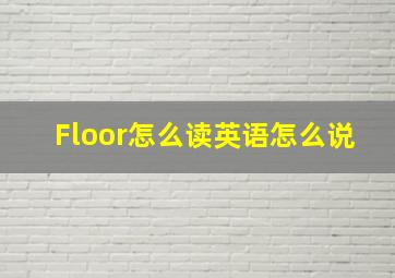 Floor怎么读英语怎么说