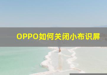 OPPO如何关闭小布识屏