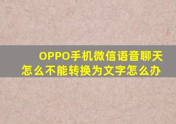 OPPO手机微信语音聊天怎么不能转换为文字怎么办