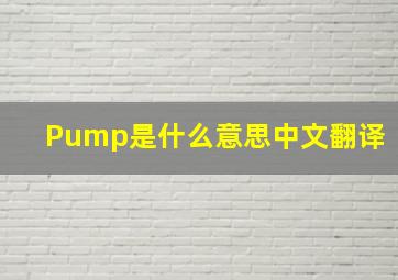 Pump是什么意思中文翻译