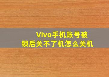 Vivo手机账号被锁后关不了机怎么关机