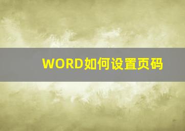 WORD如何设置页码