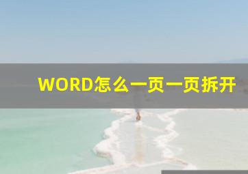 WORD怎么一页一页拆开