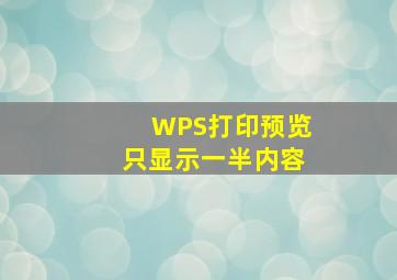 WPS打印预览只显示一半内容