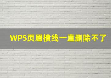 WPS页眉横线一直删除不了