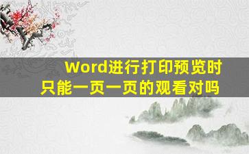 Word进行打印预览时只能一页一页的观看对吗