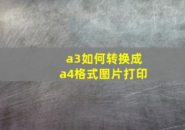 a3如何转换成a4格式图片打印