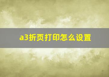 a3折页打印怎么设置