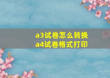 a3试卷怎么转换a4试卷格式打印