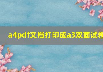 a4pdf文档打印成a3双面试卷