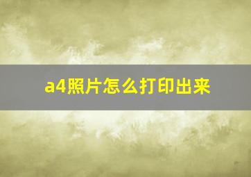 a4照片怎么打印出来