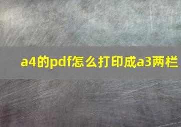 a4的pdf怎么打印成a3两栏