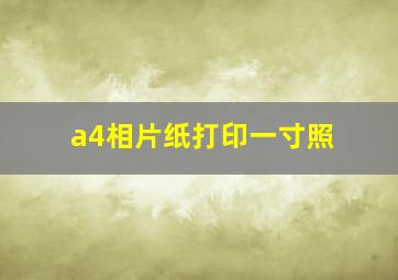 a4相片纸打印一寸照