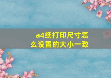 a4纸打印尺寸怎么设置的大小一致