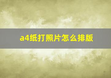 a4纸打照片怎么排版