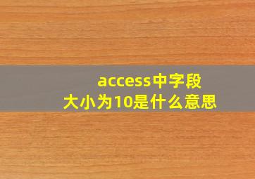 access中字段大小为10是什么意思