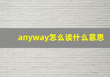 anyway怎么读什么意思