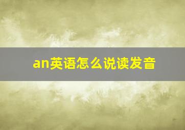 an英语怎么说读发音