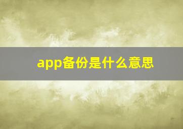 app备份是什么意思