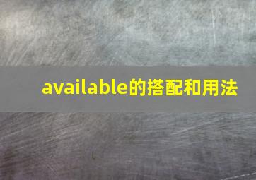 available的搭配和用法