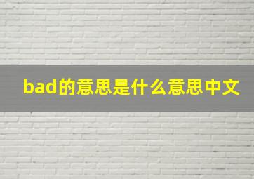 bad的意思是什么意思中文