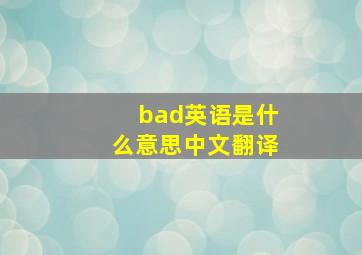 bad英语是什么意思中文翻译