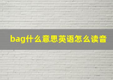 bag什么意思英语怎么读音