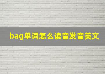 bag单词怎么读音发音英文