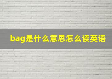 bag是什么意思怎么读英语