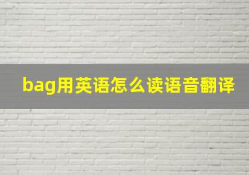 bag用英语怎么读语音翻译