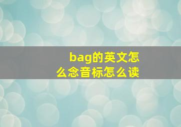 bag的英文怎么念音标怎么读