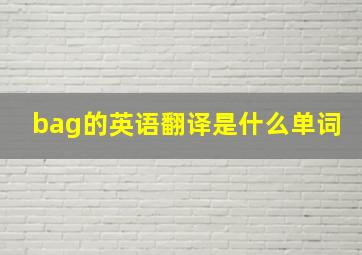 bag的英语翻译是什么单词