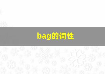 bag的词性