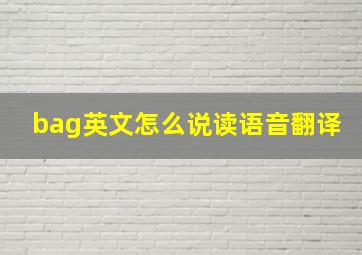 bag英文怎么说读语音翻译