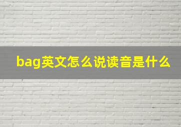 bag英文怎么说读音是什么