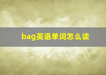 bag英语单词怎么读