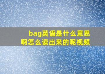 bag英语是什么意思啊怎么读出来的呢视频