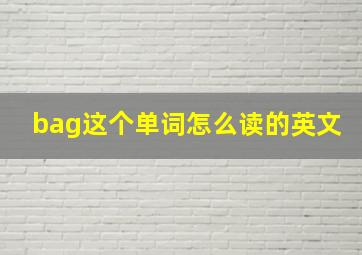 bag这个单词怎么读的英文