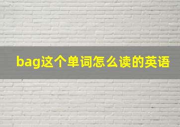 bag这个单词怎么读的英语